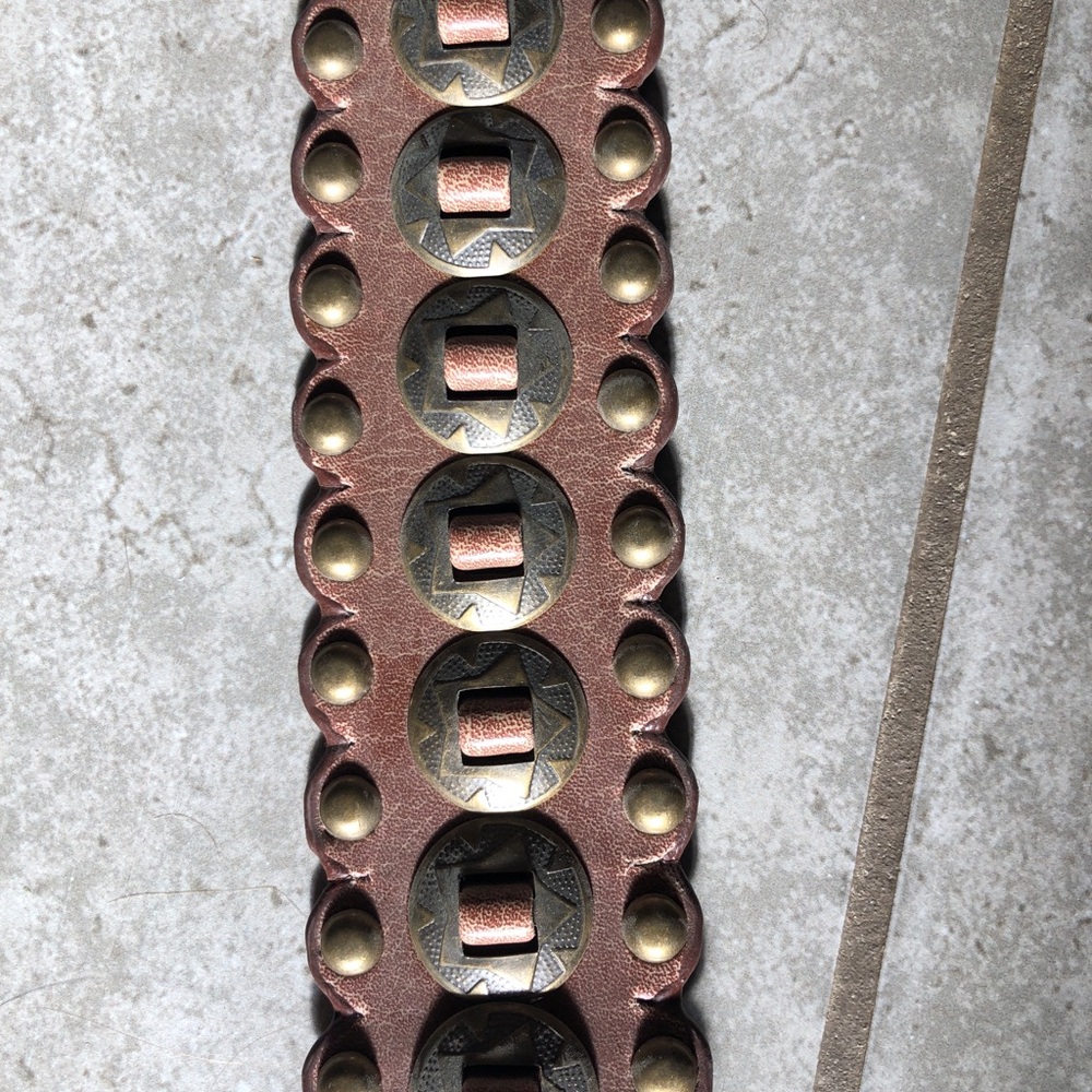 Vintage Western Copper Concho Leather Belt wide‎ - Picture 2 of 3